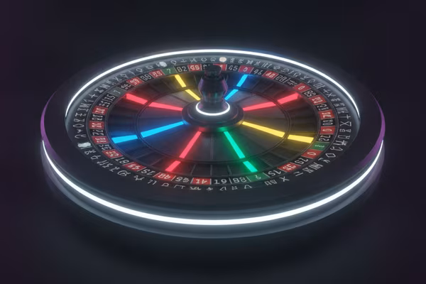 Code Roulette — hjul stylet som kodeskive med neonsektioner